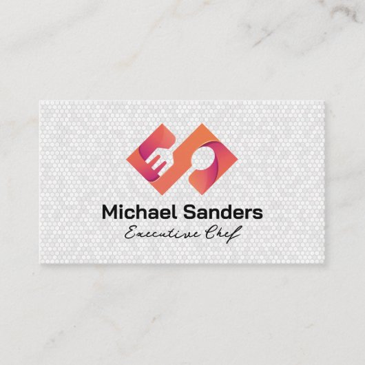 フォーク・スプーン | レストランロゴ | シェフ 名刺 (正面)