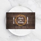 フォーク&ナイフリースオン木目ケータリングシェフ 名刺