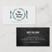 フォーク&ナイフリース3ケータリング，シェフ，レストラン 名刺 (正面/裏面)