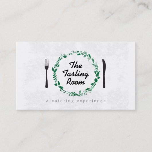 フォーク&ナイフリース3ケータリング，シェフ，レストラン 名刺 (正面)