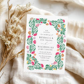 フォーク フローラル フレーム ウェディング 招待状