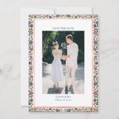 フォーク フローラル ボーダー モダン コケット ロマンチック フォト セーブザデート (正面)