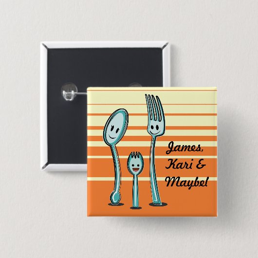 フォーク + Spoon= Spork 缶バッジ (正面&裏面)