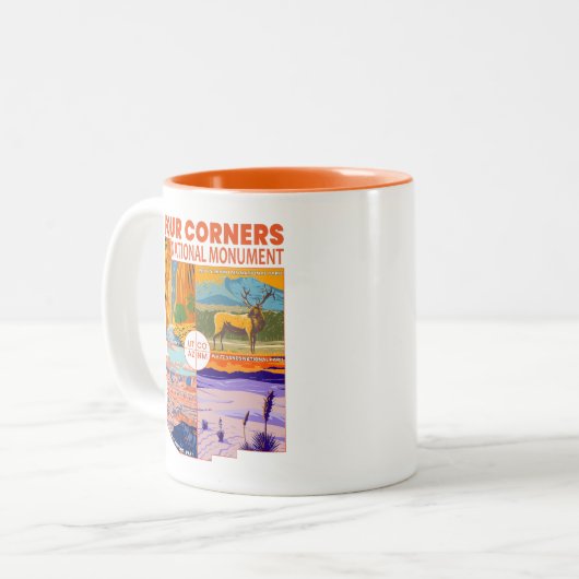 フォーコーナーナショナルモニュメント付き/国立公園2 ツートーンマグカップ (正面左)