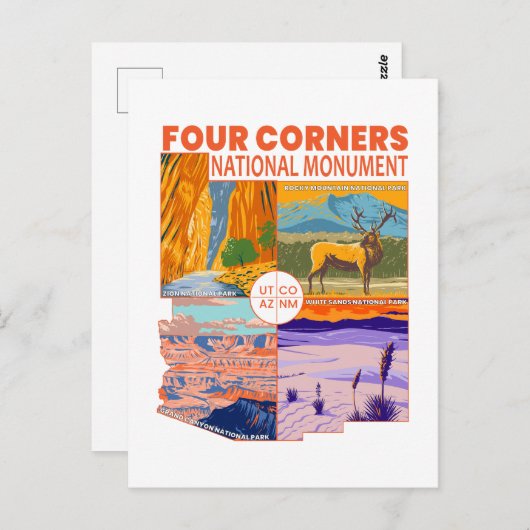 フォーコーナーナショナルモニュメント付き/国立公園2 ポストカード (正面/裏面)