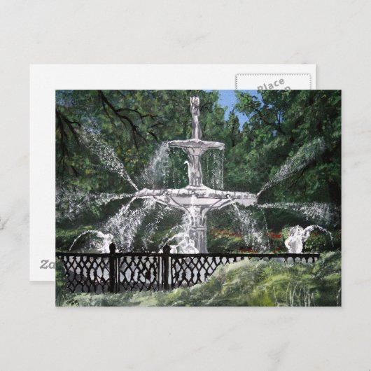 フォーサイスパークウォーターファウンテンサバンナジョージアGA ポストカード (正面/裏面)