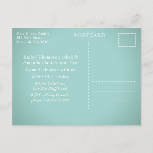 フォーサイスパークファウンテンサバンナリハーサルディナー 案内ポストカード (裏面)