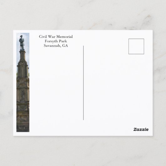 フォーサイスパーク南北戦争記念碑サバンナGA写真 ポストカード (裏面)