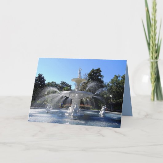 フォーサイスパーク噴水，サバンナ，ジョージア，カード カード (正面)