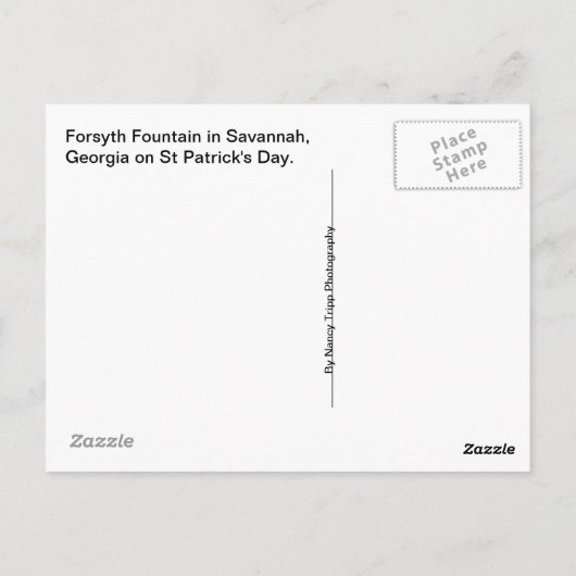 フォーサイス噴水、サバンナ、GA旅行写真 ポストカード (裏面)