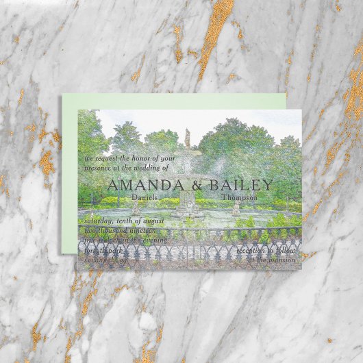 フォーサイス噴水 水彩画 サバンナ GA 招待状