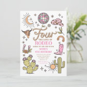 フォーザラブオブロデオディスコ女性のカーボーイ誕生日 招待状 (スタンド正面)