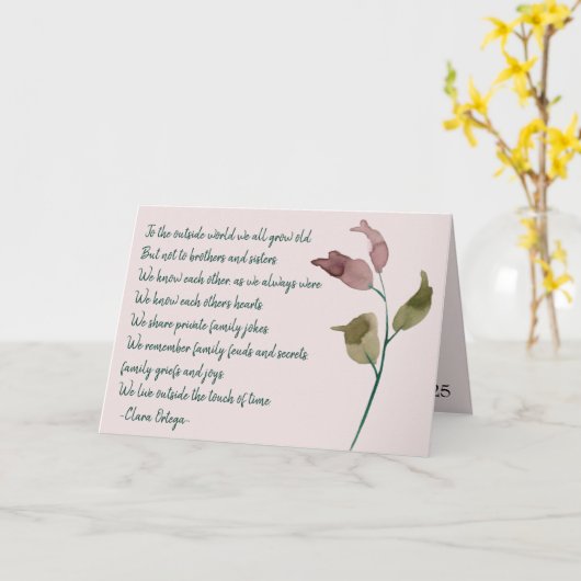 フォーシスターセンチメンタルポエかわいらしムピンク誕生日 カード (黄色い花)