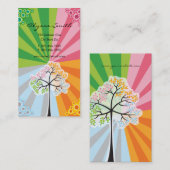 フォーシーズンカラフルズ点々のあるツリーモダン自然 名刺 (正面/裏面)