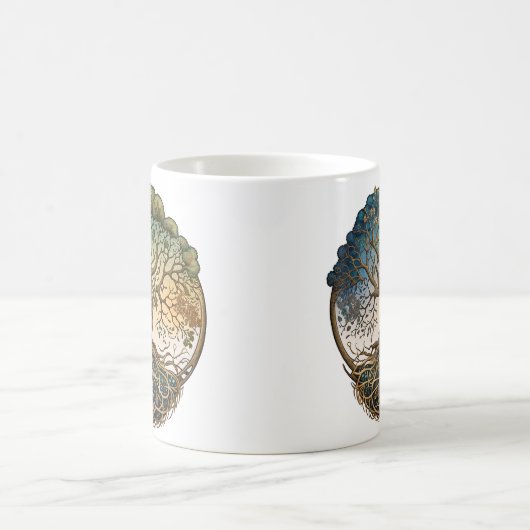 フォーシーズンズツリーオブライフファンタジーケルト結び目模様ツリー コーヒーマグカップ (中央)