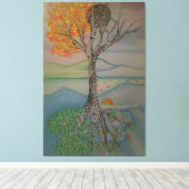 フォーシーズンズラインデザインツリー キャンバスプリント (インサイチュ (ウッドフロア))