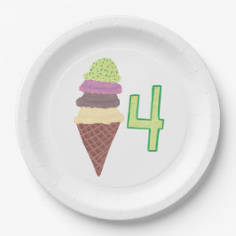 フォースコップスアイスクリームコーン誕生日紙プレート ペーパープレート