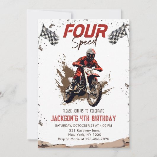 フォースピードダートバイクアドベンチャーバースデーパーティー 招待状 (正面)