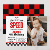 フォースピードボーイの４歳の誕生日パーティーが必要だ 招待状 (正面/裏面)