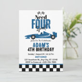 フォースピード レース カー ボーイ 4歳 誕生日パーティー 招待状 (スタンド正面)
