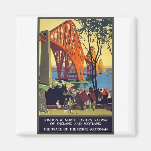 フォースブリッジ – ヴィンテージ旅行ポスターアート マグネット (正面)