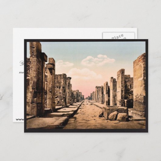 フォーチュナ通り,ポンペイ,イタリアヴィンテージフォトクロム ポストカード (正面/裏面)