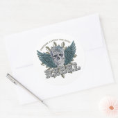 フォーチュンははっきりした引用文ヴィンテージスカル翼を支持 ラウンドシール (封筒)