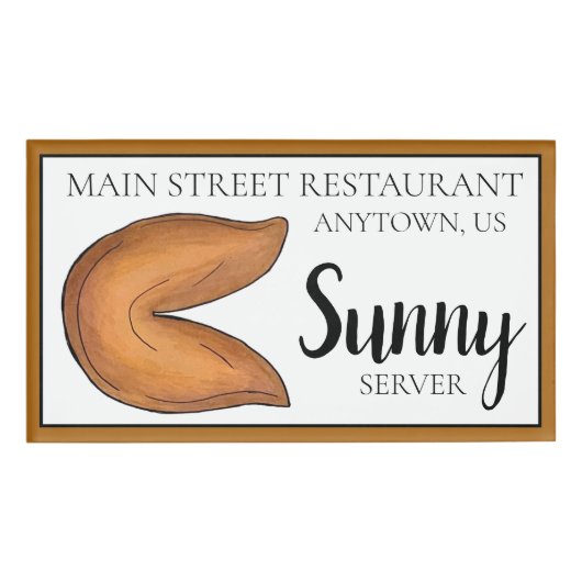 フォーチュンクッキー中国のレストランフードウェイター 名札 (正面)