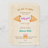 フォーチュンクッキー赤ちゃんの女の子かわいいシャワー散水 招待状 (正面/裏面)