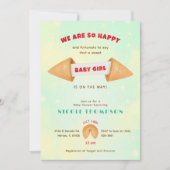 フォーチュンクッキー赤ちゃんの女の子かわいいシャワー散水 招待状 (正面)