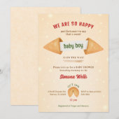 フォーチュンクッキー 赤ちゃん男の子 可愛いシャワー スプリンクラー 招待状 (正面/裏面)