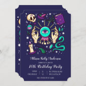 フォーチュンテラースイート16魔法16誕生日パープル 招待状 (正面/裏面)