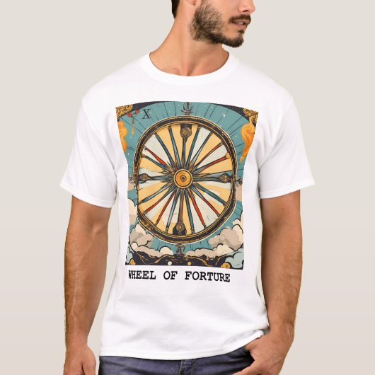 フォーチュンホイール – タロットカード Tシャツ (正面)