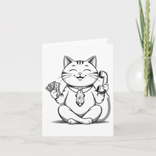 フォーチュン子猫ミームグラフィックかわいい招き猫人形 カード (正面)