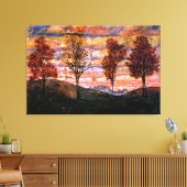フォーツリーズバイエゴンシーレラージファインアート キャンバスプリント (インサイチュ (リビング))