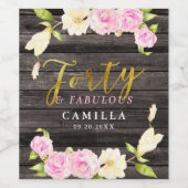 フォーティアンドファブエレガントラス花誕生日 ワインラベル (シングルラベル)