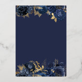 フォーティアンドファブエレガントルブルー&金ゴールド誕生日 箔招待状 (裏面)