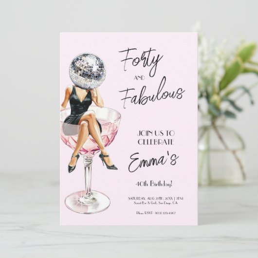 フォーティアンドファブラスディスコ誕生日カスタム招待状 招待状