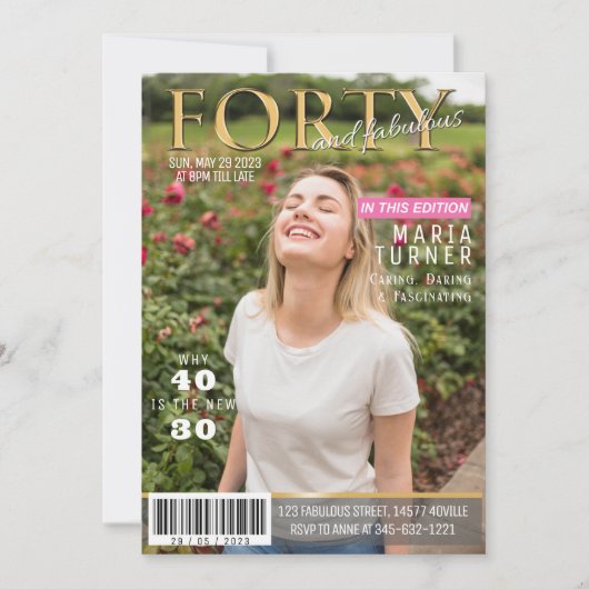 フォーティアンドファブラスマガジンスタイル招待状 招待状 (正面)