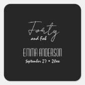 フォーティアンドファブ文字ネームモダンブラック スクエアシール (正面)