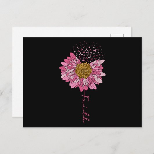 フォーティックピンクフラワー乳がん認識度 インビテーションポストカード (正面/裏面)