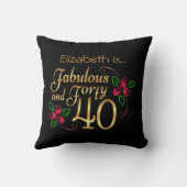 フォーティファウラス金ゴールドブラックレッドローゼス誕生日 クッション (裏面)