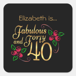 フォーティファウラス金ゴールドブラックレッドローゼス誕生日 スクエアシール