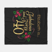 フォーティファウラス金ゴールドブラックレッドローゼス誕生日 フリースブランケット (正面(横))