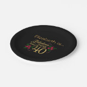 フォーティファウラス金ゴールドブラックレッドローゼス誕生日 ペーパープレート (アングル)