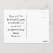 フォーティファウラス金ゴールドブラックレッドローゼス誕生日 ポストカード (裏面)