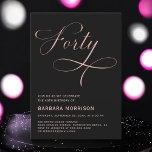 フォーティブラックバラ金ゴールドスクリプト40th Birthday 招待状<br><div class="desc">4祝バラの金ゴールドとブラックスクリプト40th誕生日招待状と記念碑的なマイルストーン。黒い背景エレガントにバラ金ゴールドスお洒落クリプトを搭載し、洗練とスタイルを醸し出す。シックな40歳の誕生日お祝いに最適で、忘れられないイベントの音色を今までにない魅力で設定するモダンよう設計されている。</div>