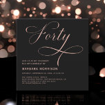 フォーティブラックバラ金ゴールドスクリプト40th Birthday 招待状<br><div class="desc">4祝バラの金ゴールドとブラックスクリプト40th誕生日招待状と記念碑的なマイルストーン。黒い背景エレガントにバラ金ゴールドスお洒落クリプトを搭載し、洗練とスタイルを醸し出す。シックな40歳の誕生日お祝いに最適で、忘れられないイベントの音色を今までにない魅力で設定するモダンよう設計されている。</div>
