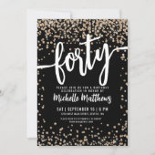 フォーティブラック金ゴールド40歳の誕生日 招待状 (正面)