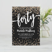 フォーティブラック金ゴールド40歳の誕生日 招待状 (スタンド正面)